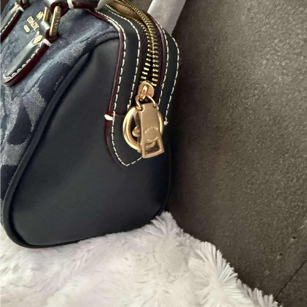 Coach Mini Rowan crossbody  in Navy Signature Jacquard. Denim - Picture 5 of 11